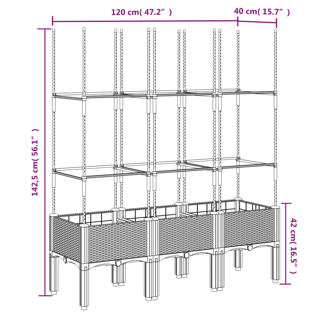 Pflanzkübel Mit Rankgitter 120X40X142,5 Cm Pp