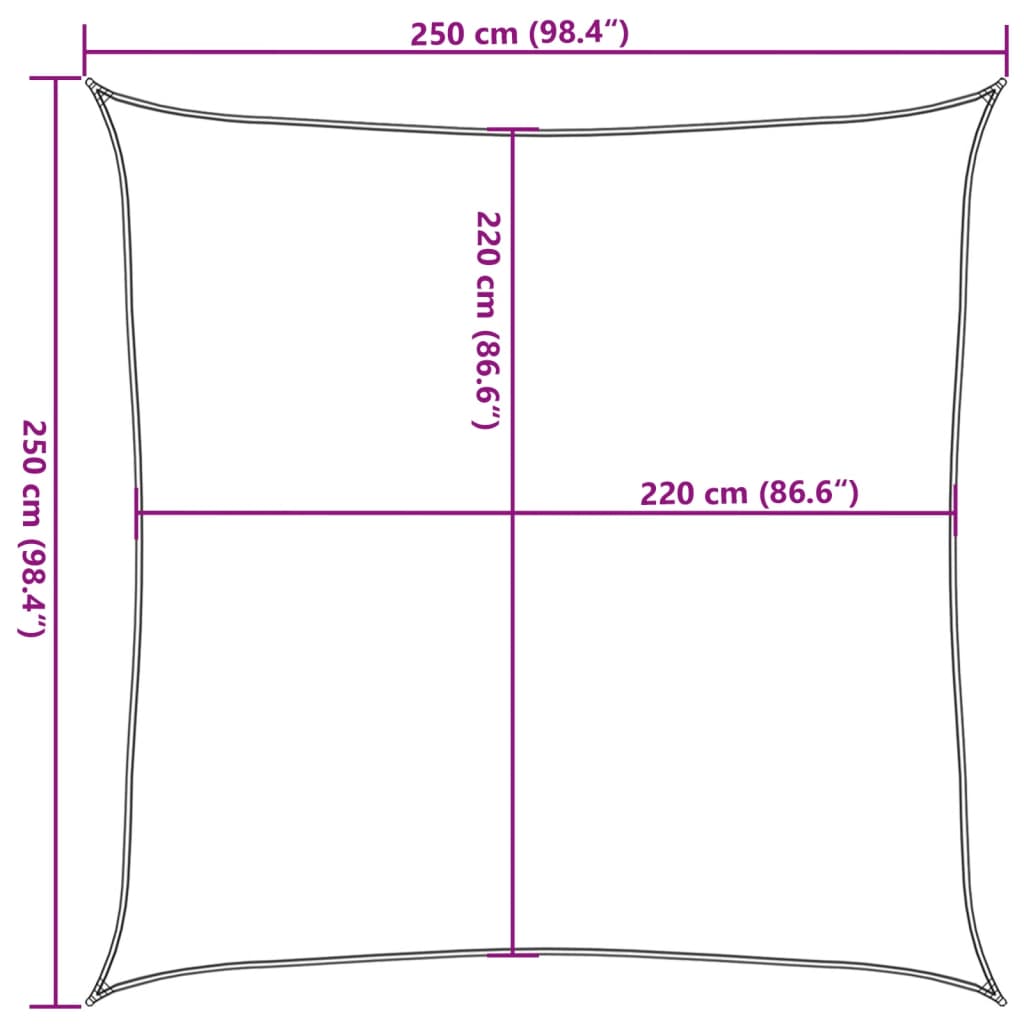 Sonnensegel 2,5X2,5 M 100% Polyester Oxford Hellgrau