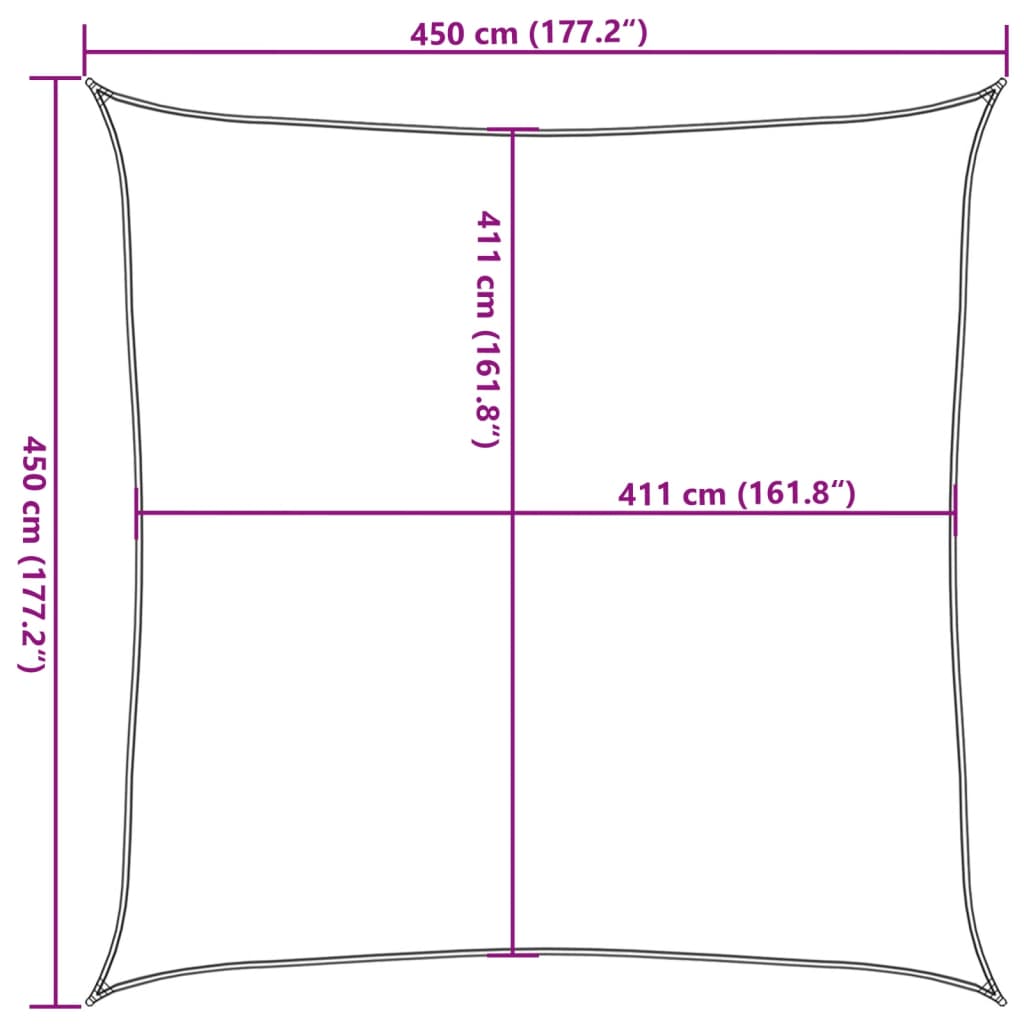 Sonnensegel 4,5X4,5 M 100% Polyester Oxford Hellgrau