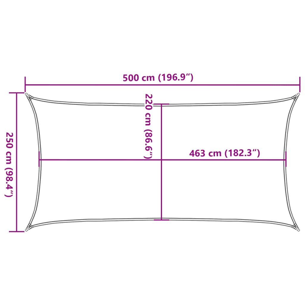 Sonnensegel 5X2,5 M 100% Polyester Oxford Sandfarbe