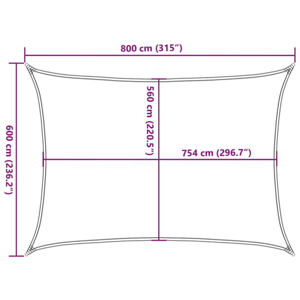 Sonnensegel 8X6 M 100% Polyester Oxford Sandfarbe