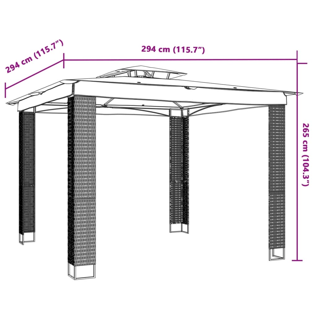 Pavillon Mit Doppeldach 2,94X2,94 M Stahl