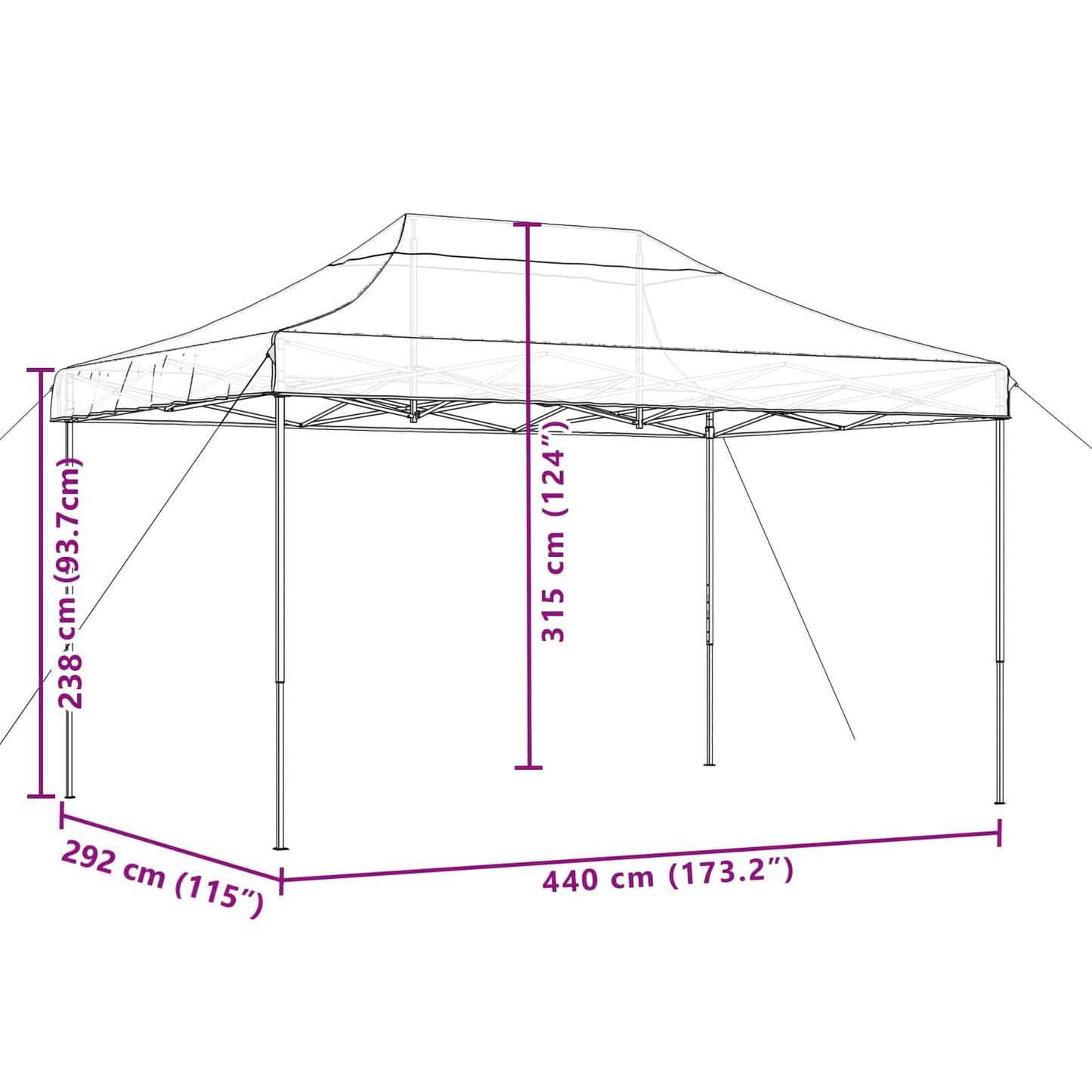 Partyzelt Faltbar Pop-Up 440X292X315 Cm