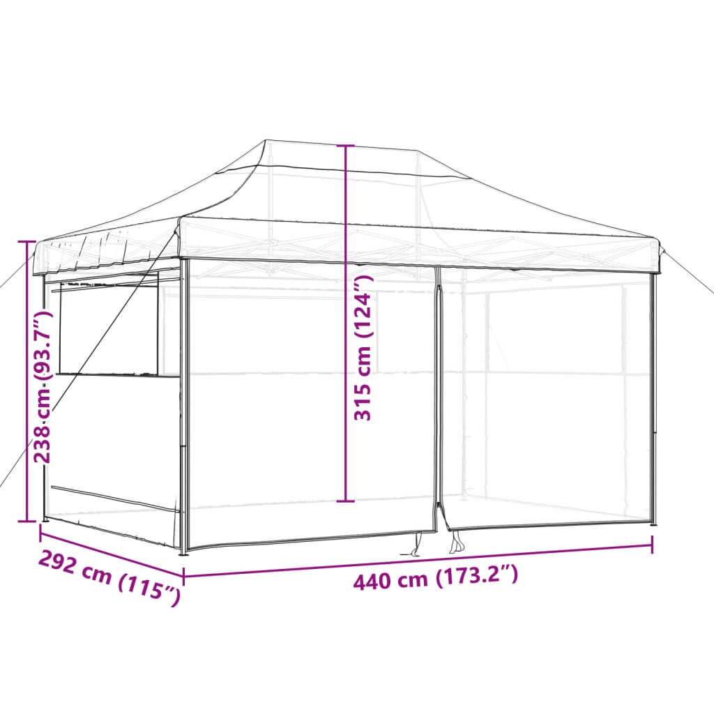 Partyzelt Faltbar Pop-Up Mit 4 Seitenteilen