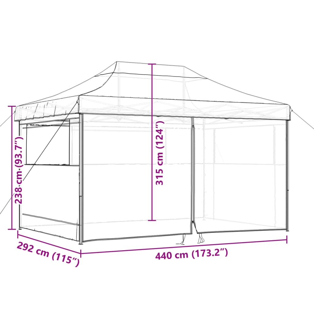 Partyzelt Faltbar Pop-Up Mit 4 Seitenteilen