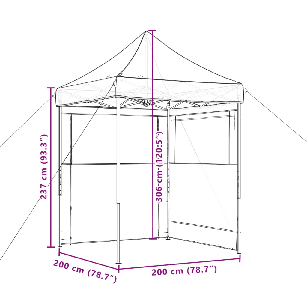 Partyzelt Faltbar Pop-Up Mit 2 Seitenteilen