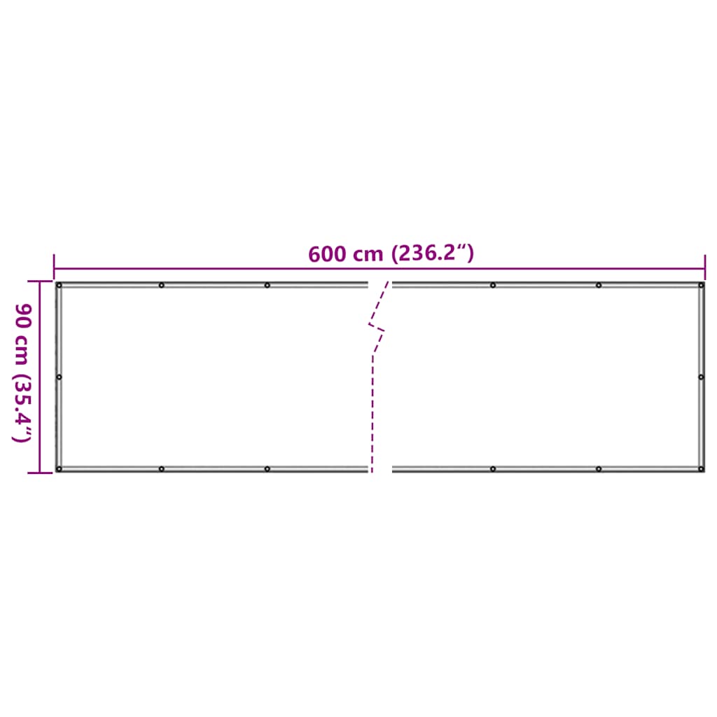 Balkon-Sichtschutz Pflanzen-Optik Grün 600X90 Cm Pvc