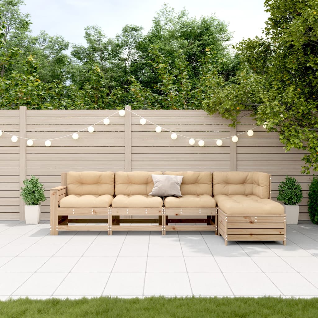 5-Tlg. Garten-Lounge-Set Mit Kissen Imprägniertes Kiefernholz