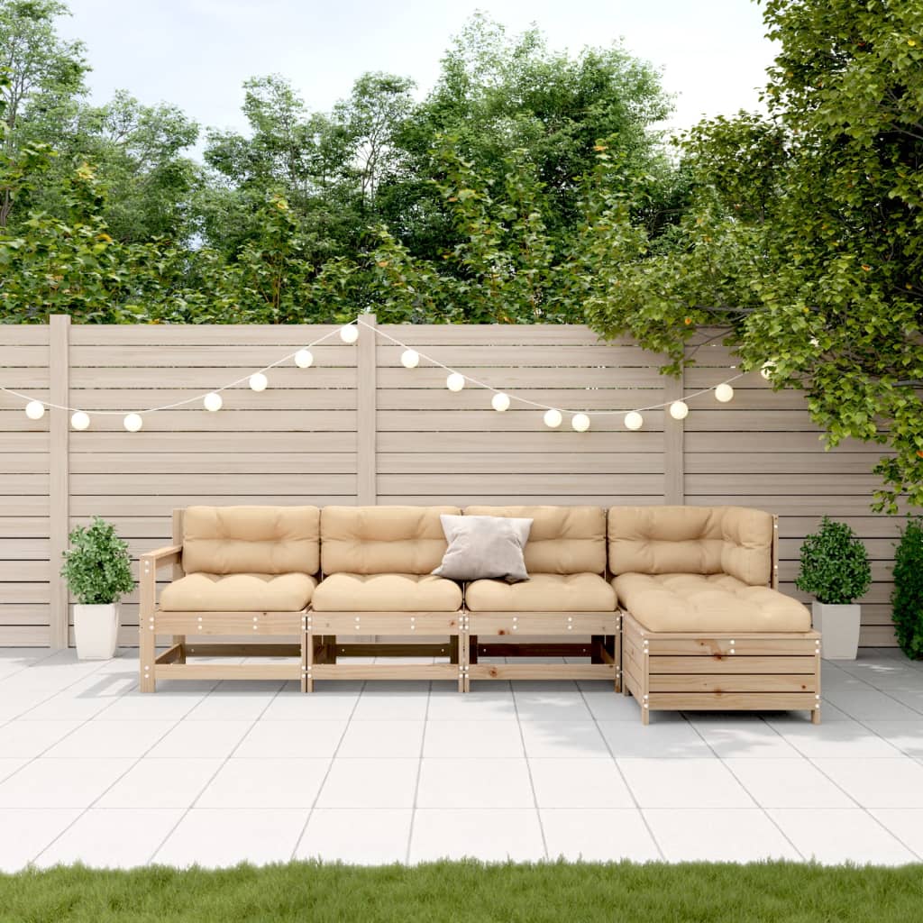 5-Tlg. Garten-Lounge-Set Mit Kissen Imprägniertes Kiefernholz