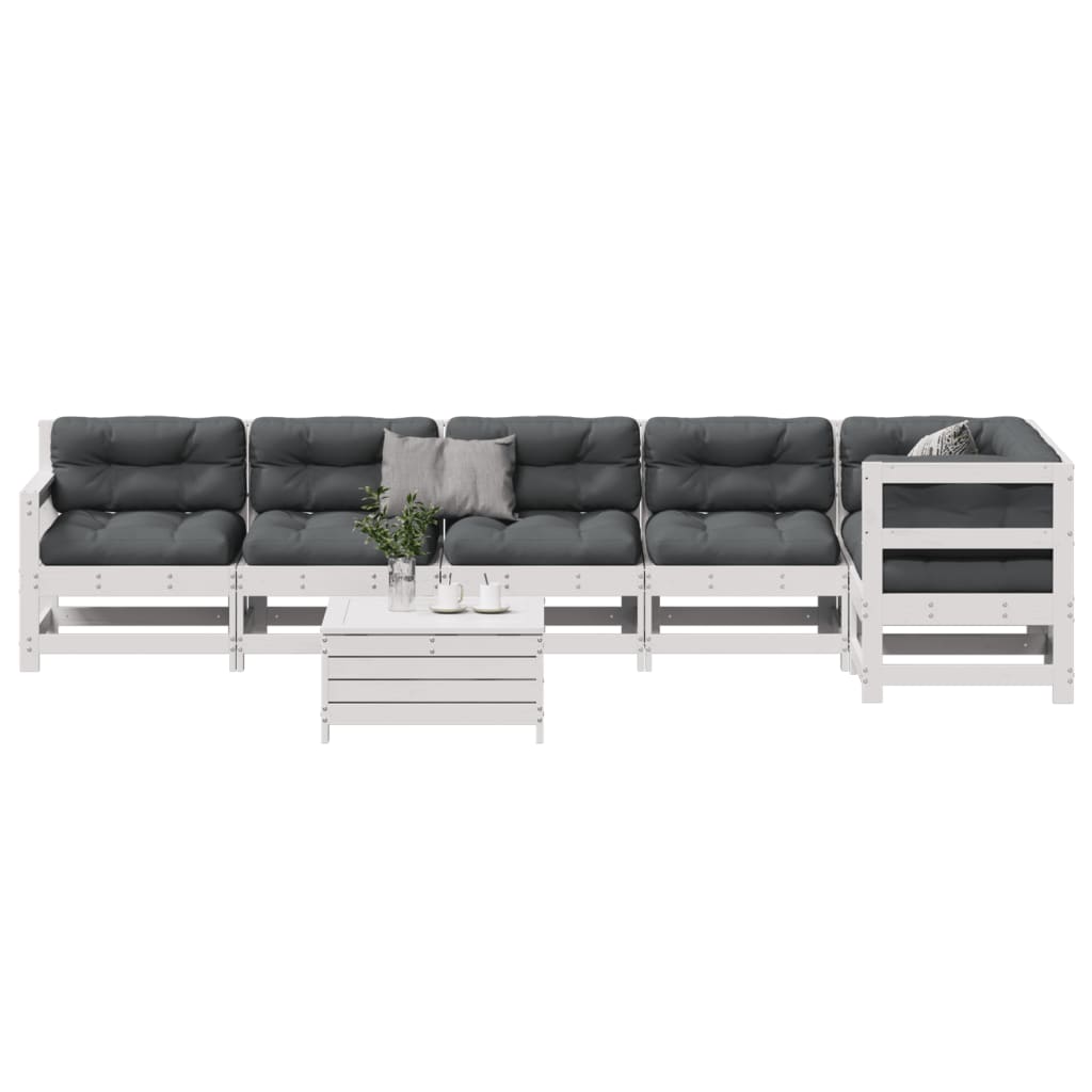 7-Tlg. Garten-Lounge-Set Mit Kissen Imprägniertes Kiefernholz