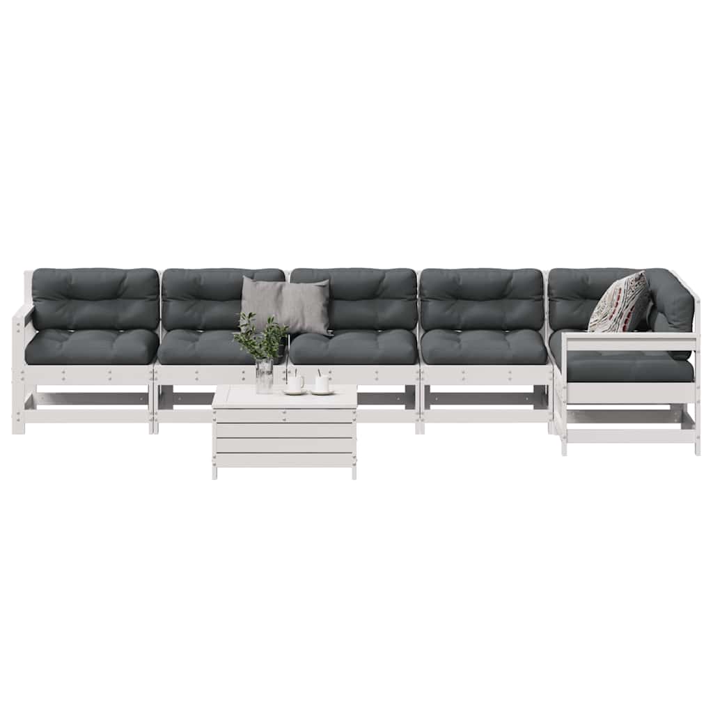 7-Tlg. Garten-Lounge-Set Mit Kissen Massivholz Kiefer