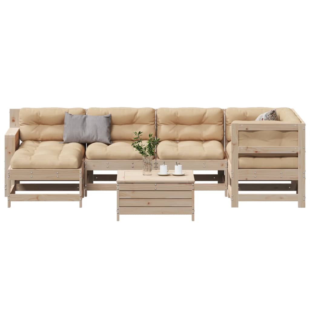 7-Tlg. Garten-Lounge-Set Mit Kissen Imprägniertes Kiefernholz