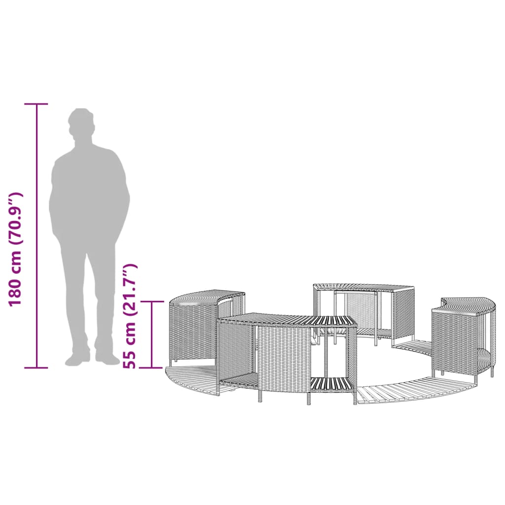 Whirlpool-Umrandung Poly Rattan Und Massivholz Akazie