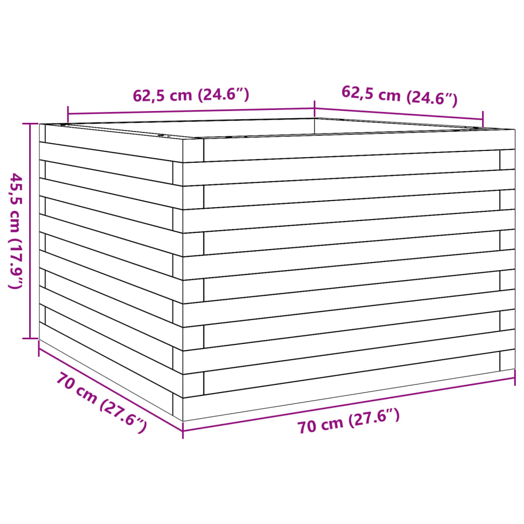 Pflanzkübel 70X70X45,5 Cm Massivholz Douglasie Natürliches Douglasie