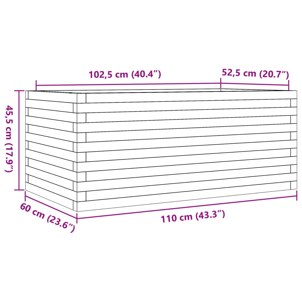 Pflanzkübel 110X60X45,5 Cm Massivholz Kiefer Weiß