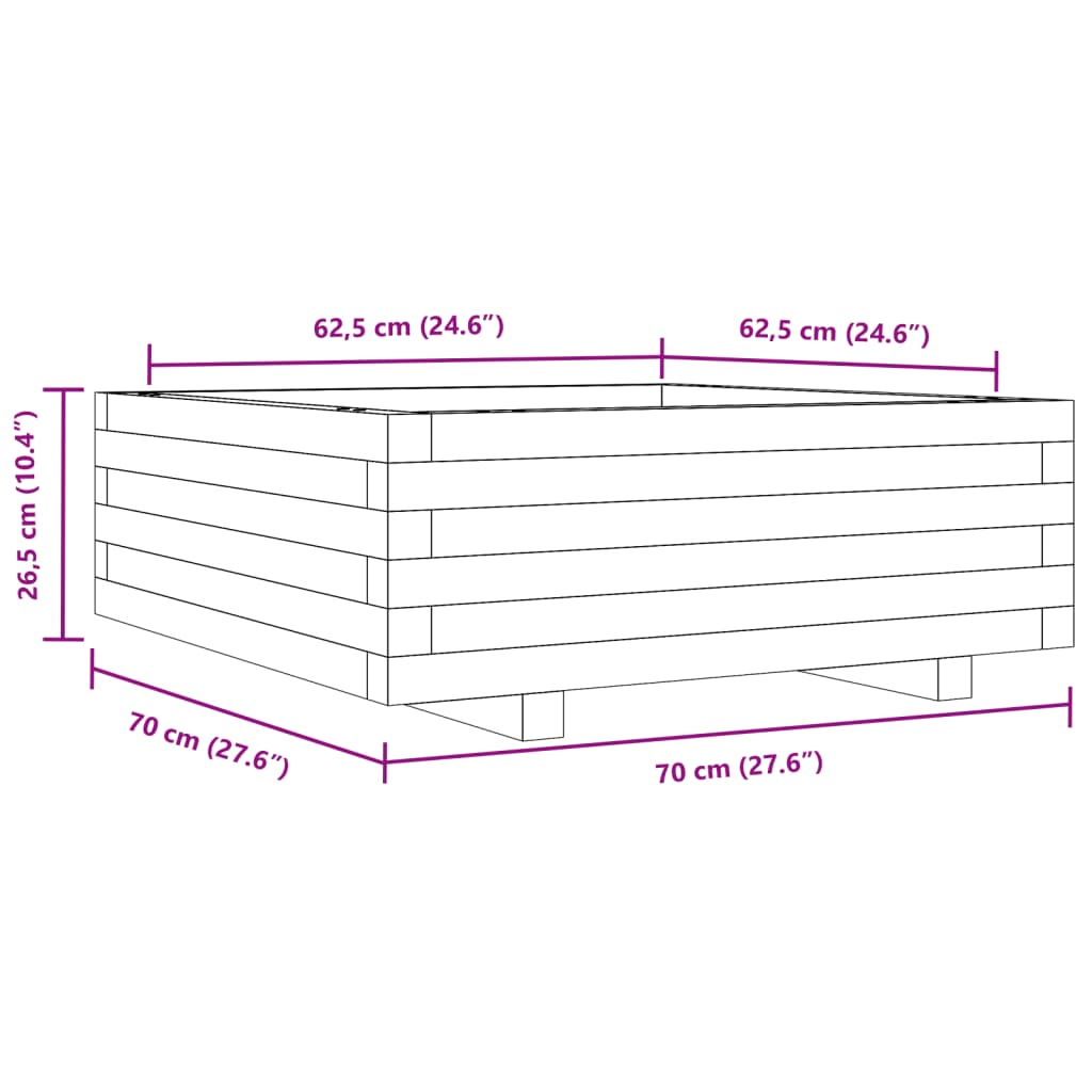 Pflanzkübel 70X70X26,5 Cm Massivholz Douglasie Natürliches Douglasie