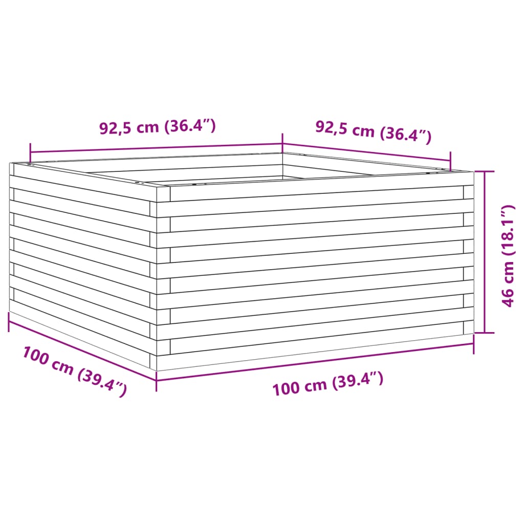 Pflanzkübel 100X100X46 Cm Massivholz Douglasie Natürliches Douglasie