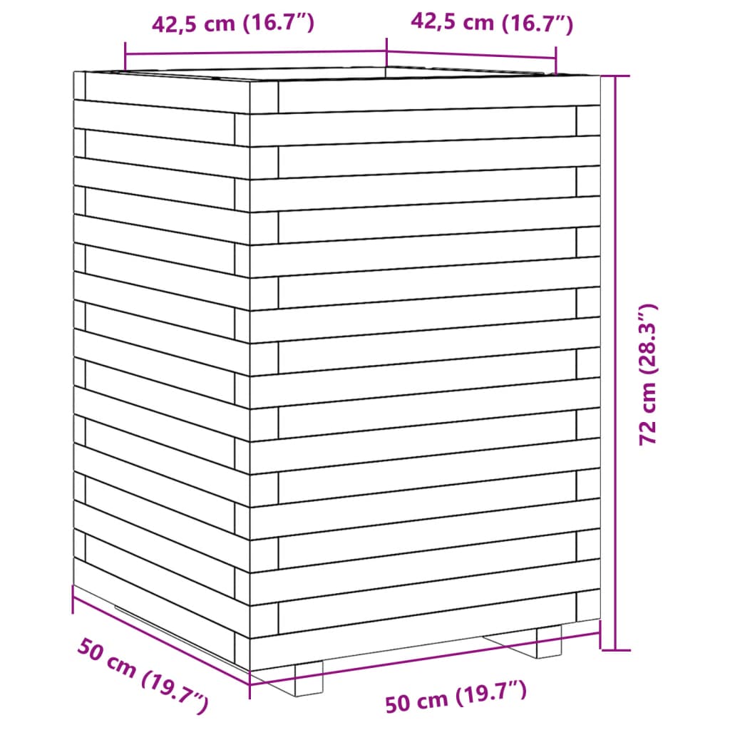 Pflanzkübel 50X50X72 Cm Kiefernholz Imprägniert Natürlich Imprägniert