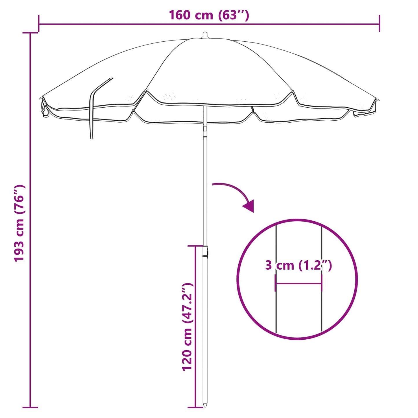 Garten-Sonnenschirm 170T Polyester