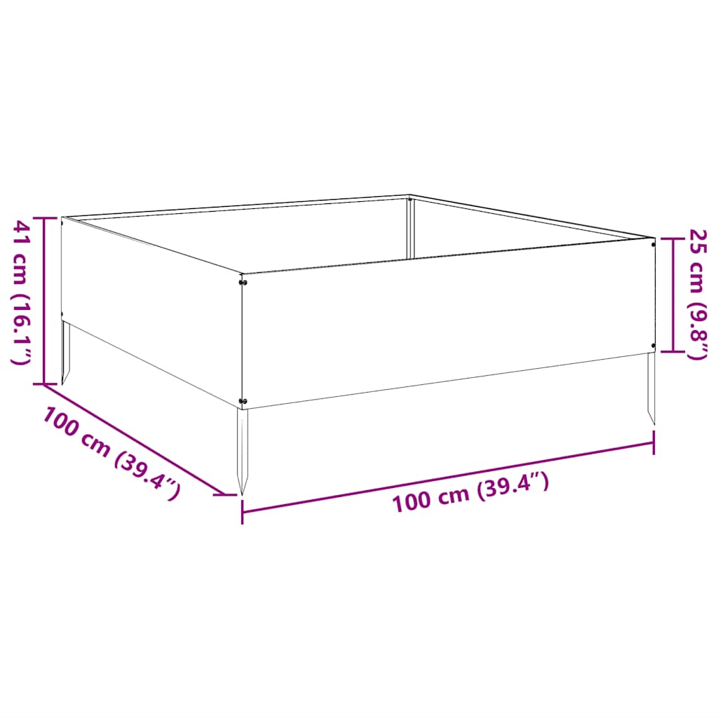 Hochbeet 100X100X41 Cm Verzinkter Stahl