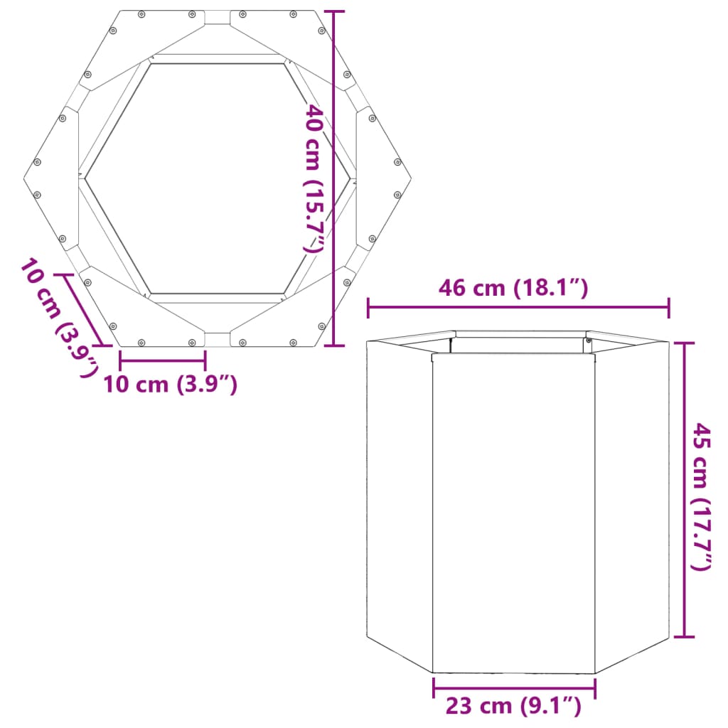 Pflanzkübel Weiß Sechseckig 46X40X45 Stahl