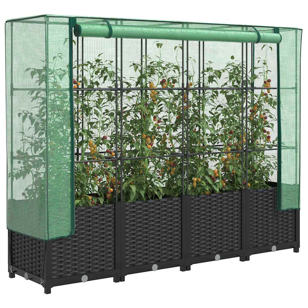 Hochbeet Mit Gewächshaus-Aufsatz Rattan-Optik 120X40X138 Cm