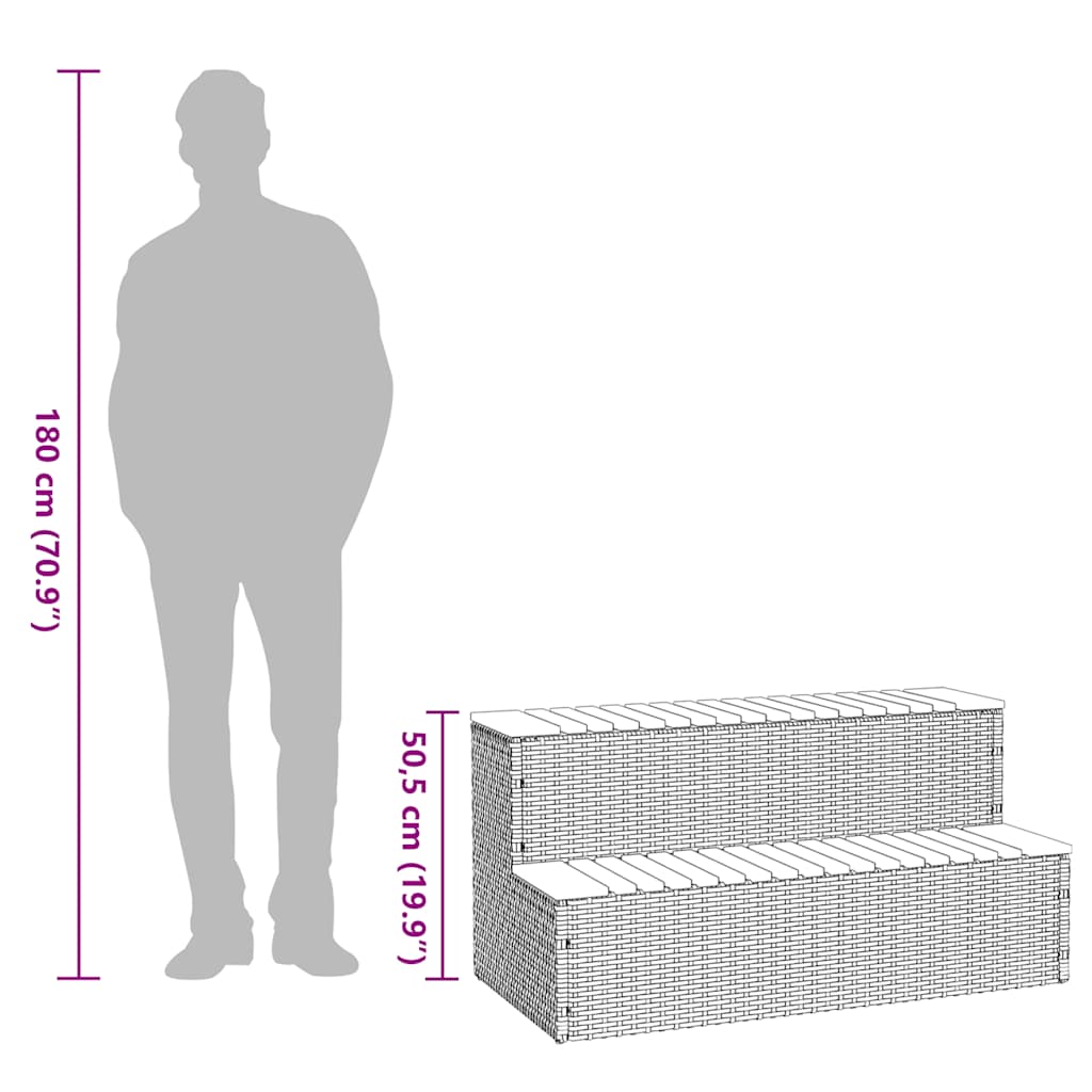 Whirlpool-Stufen Beige 100X50X50,5 Cm Poly-Rattan Massiv Akazie