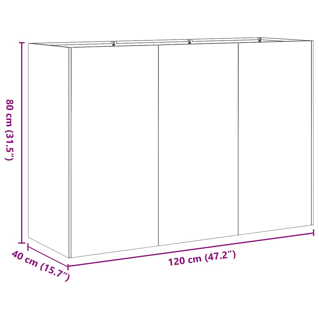 Pflanzkübel Rostig 120X40X80 Cm Wetterfester Stahl Verzinkter Stahl