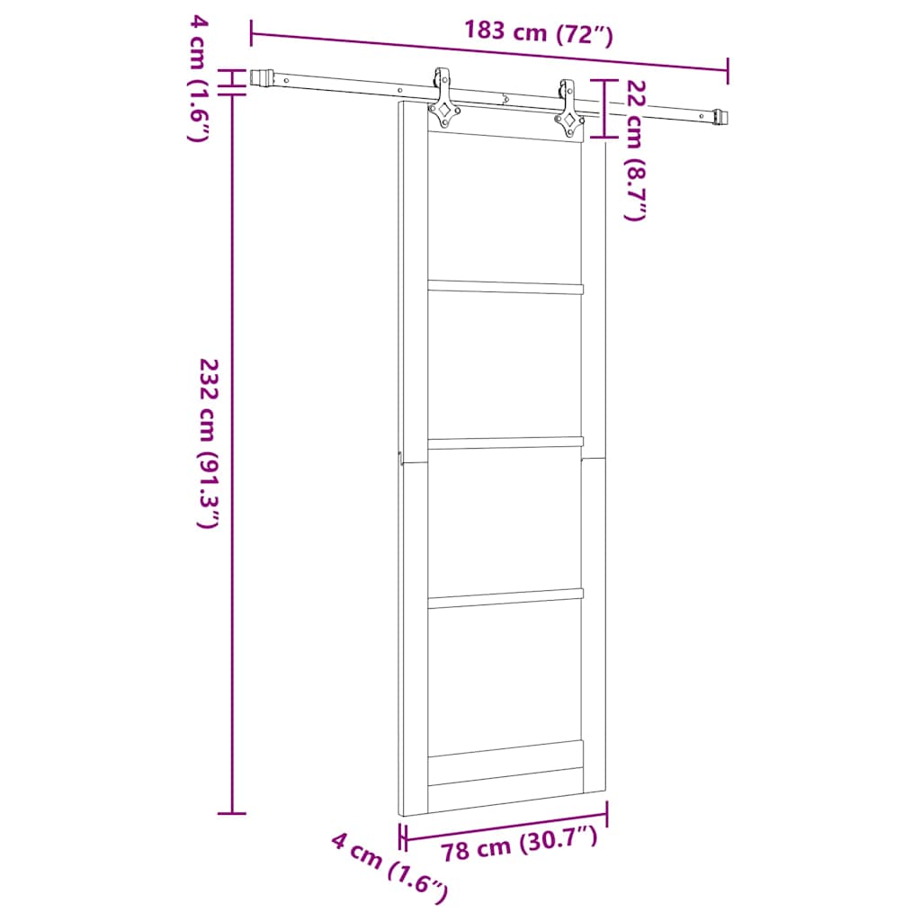 Schiebetür Orkdal Natürlich Und Schwarz 78 X 232 Cm