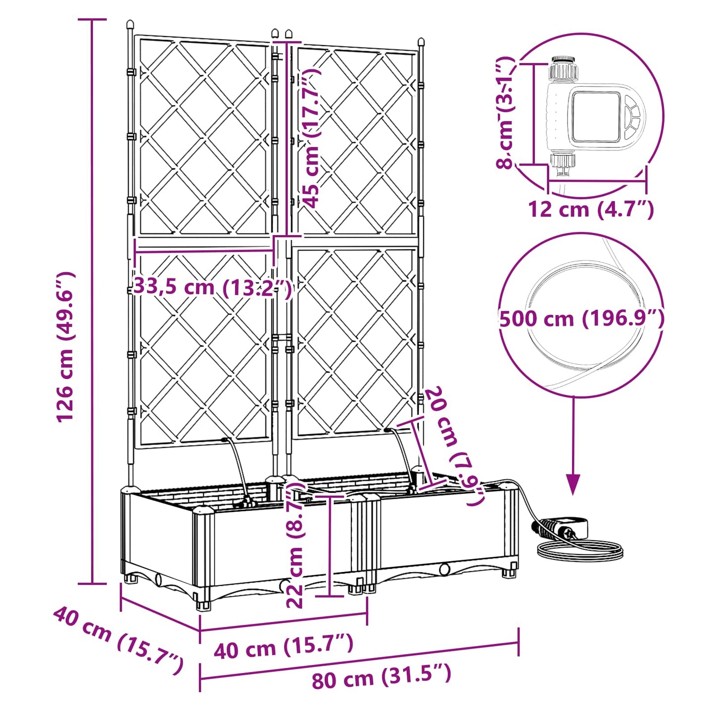 Garten-Pflanzgefäß 2 Pcs Kunststoff