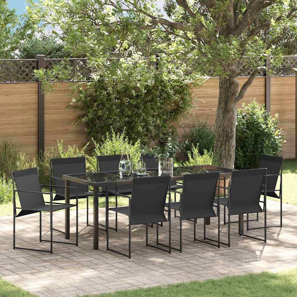 Garten Essgruppe 5 Pcs Schwarz Textilene Und Stahl