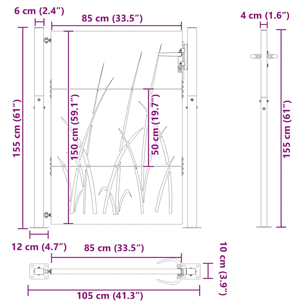 Gartentor 110 X 155 Cm Pulverbeschichteter Stahl