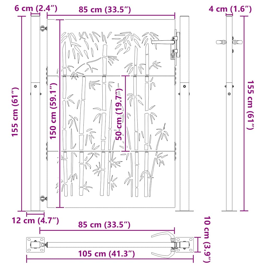 Gartentor 110 X 155 Cm Pulverbeschichteter Stahl
