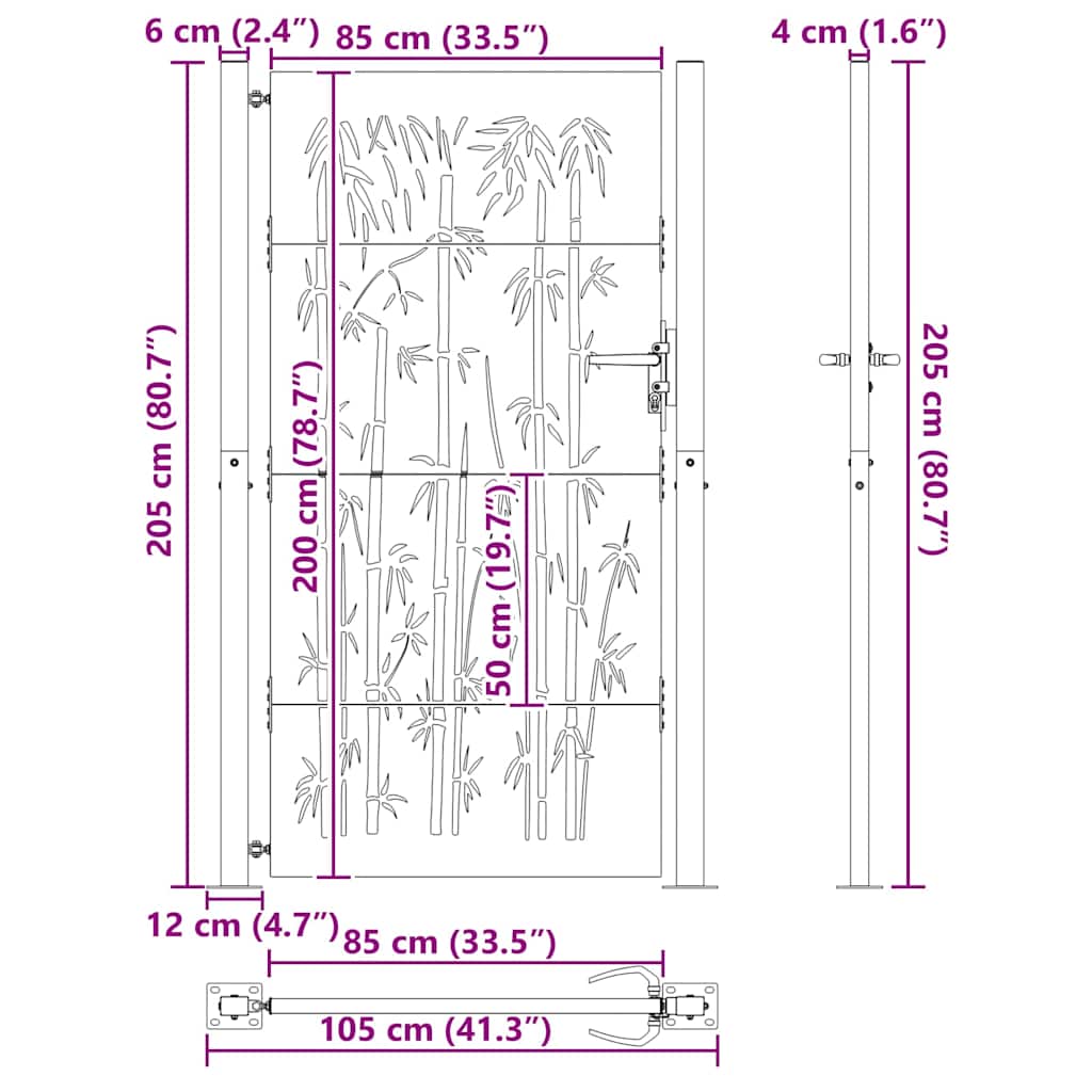 Gartentor 110 X 205 Cm Pulverbeschichteter Stahl