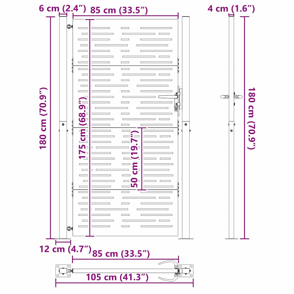 Gartentor 110 X 180 Cm Pulverbeschichteter Stahl