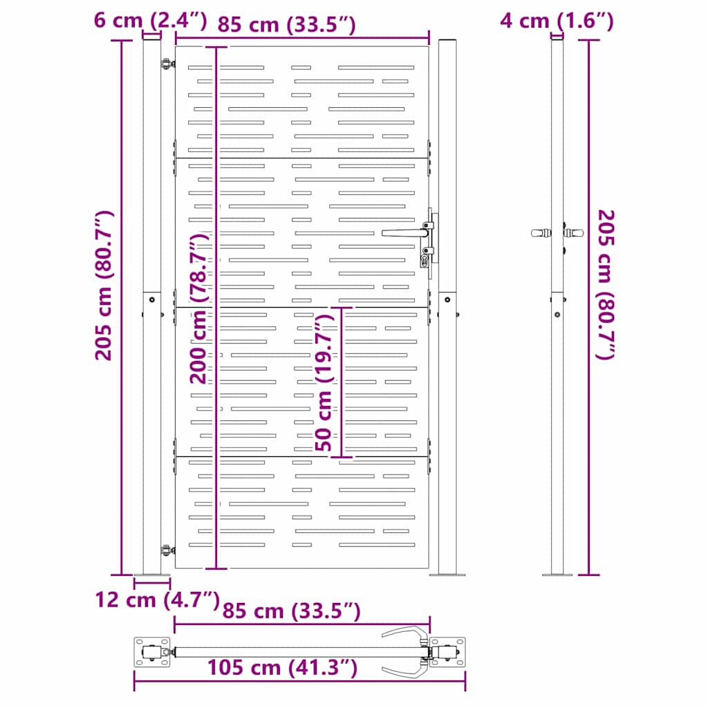 Gartentor 110 X 205 Cm Pulverbeschichteter Stahl