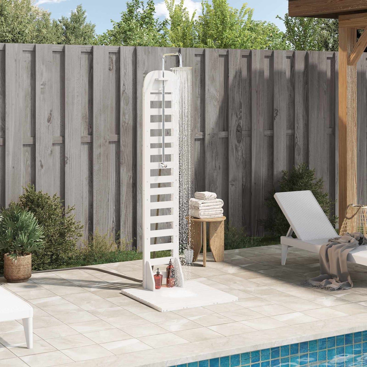 Outdoor-Dusche 223 Cm Imprägniertes Kiefernholz Und Edelstahl