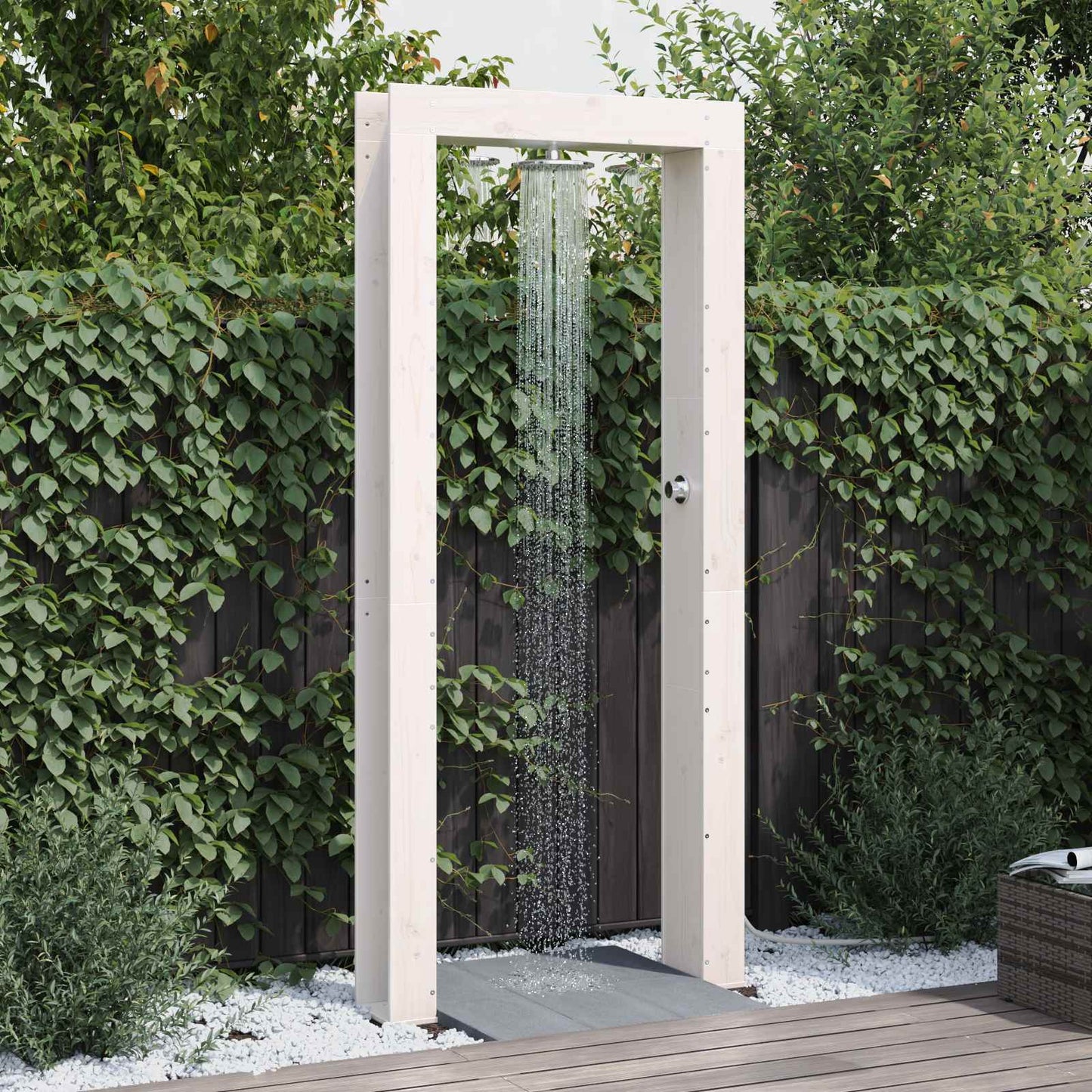 Outdoor-Dusche 226 Cm Massives Douglasholz Und Edelstahl Natur