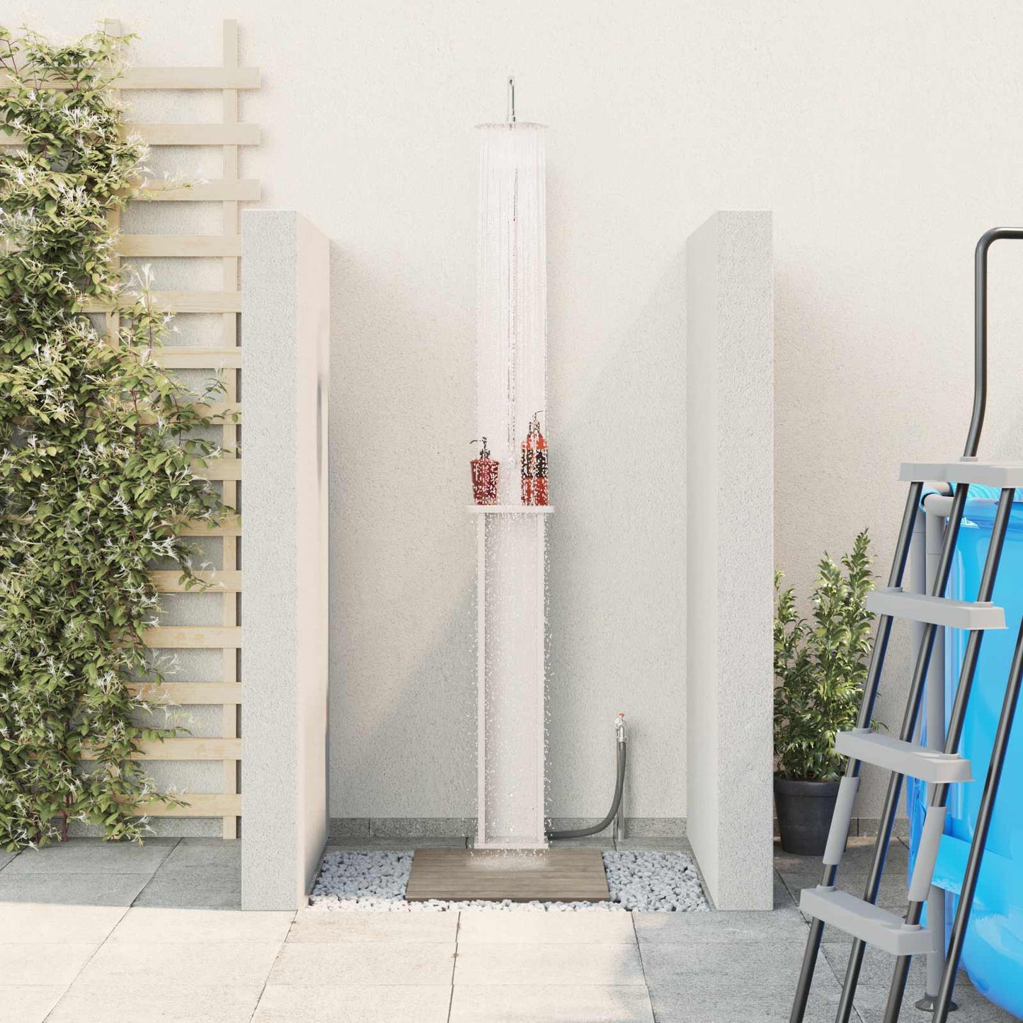 Outdoor-Dusche 246 Cm Massives Douglasholz Und Edelstahl Natur
