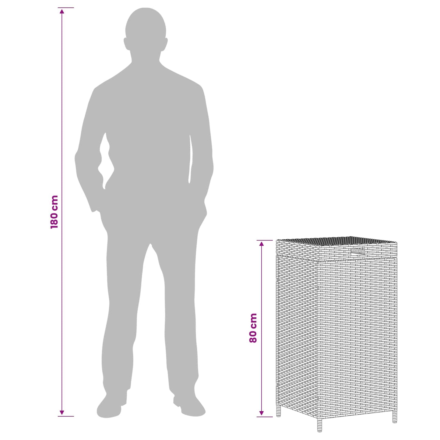 Außen-Mülltonne Braun 40 X 40 X 80 Cm Poly-Rattan
