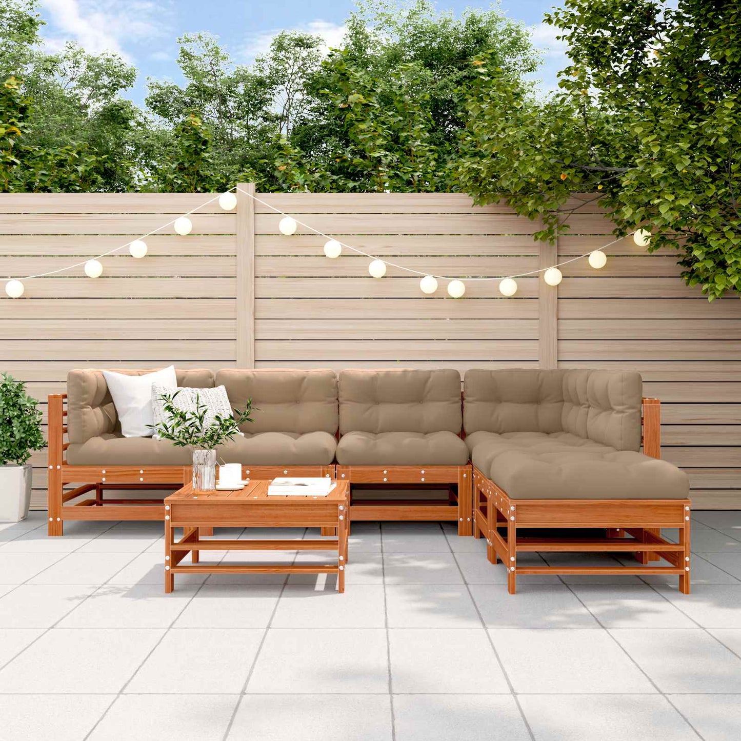 7-Tlg. Garten-Lounge-Set Massivholz Douglasie