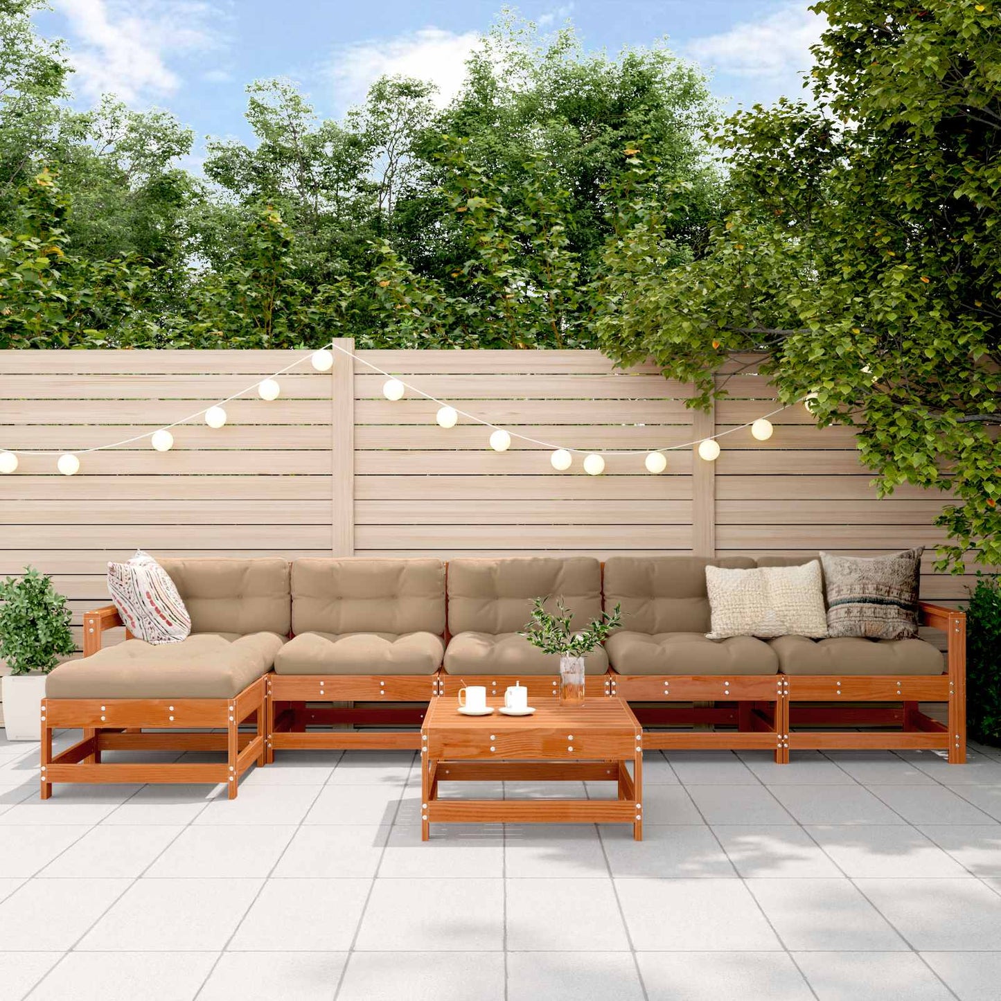 7-Tlg. Garten-Lounge-Set Kiefernholz Imprägniert