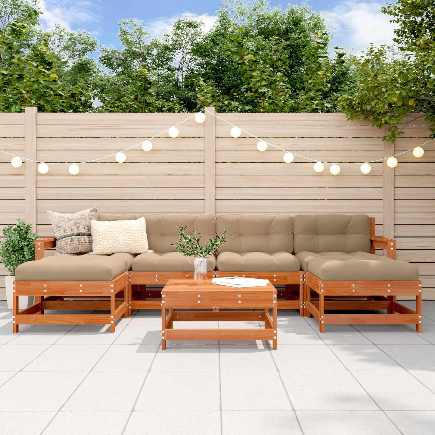 7-Tlg. Garten-Lounge-Set Kiefernholz Imprägniert