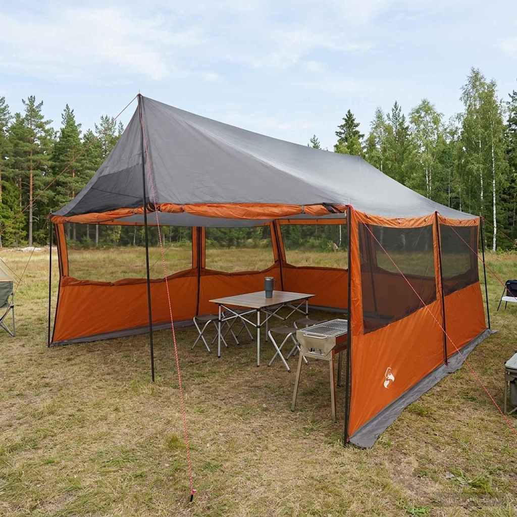 Familienzelt Braun Grau 600 X 400 X 268 Cm Polyester Und Stahl