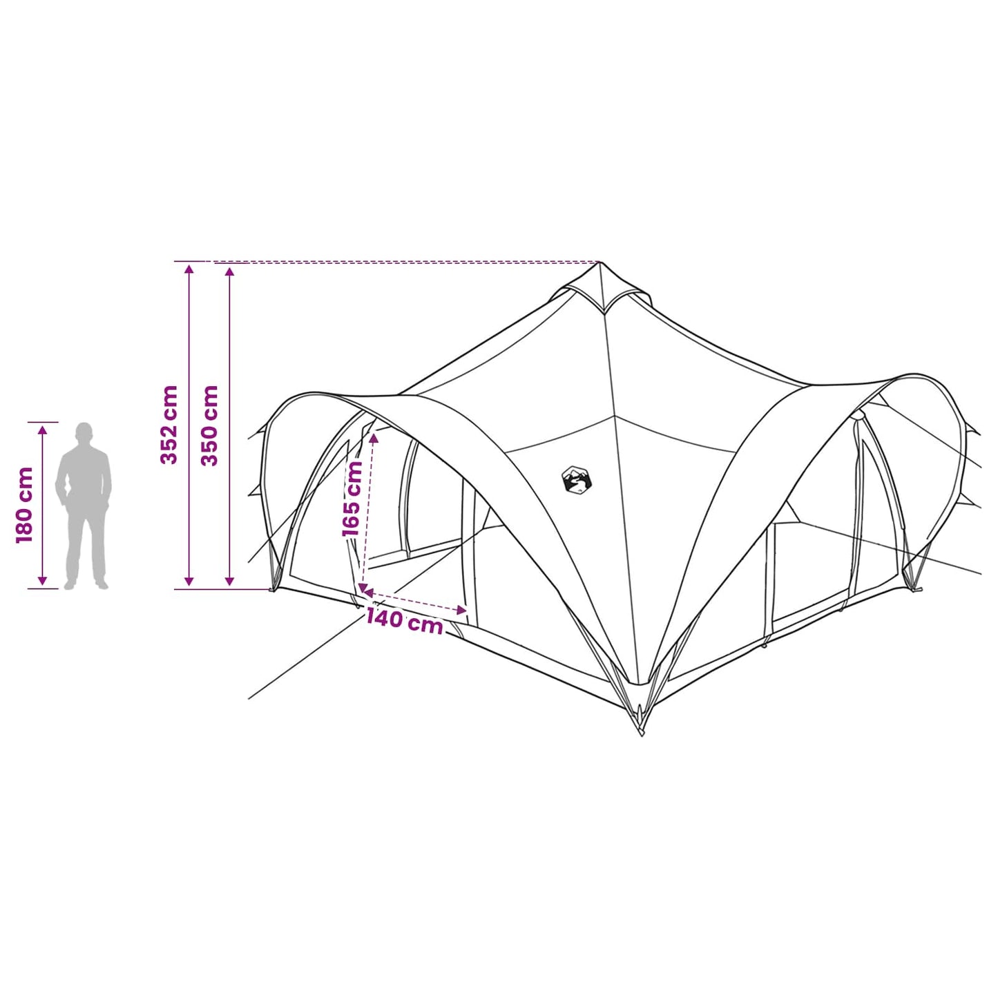 Tipi Zelt Mit Dach 18-Personen Polyester Und Stahl