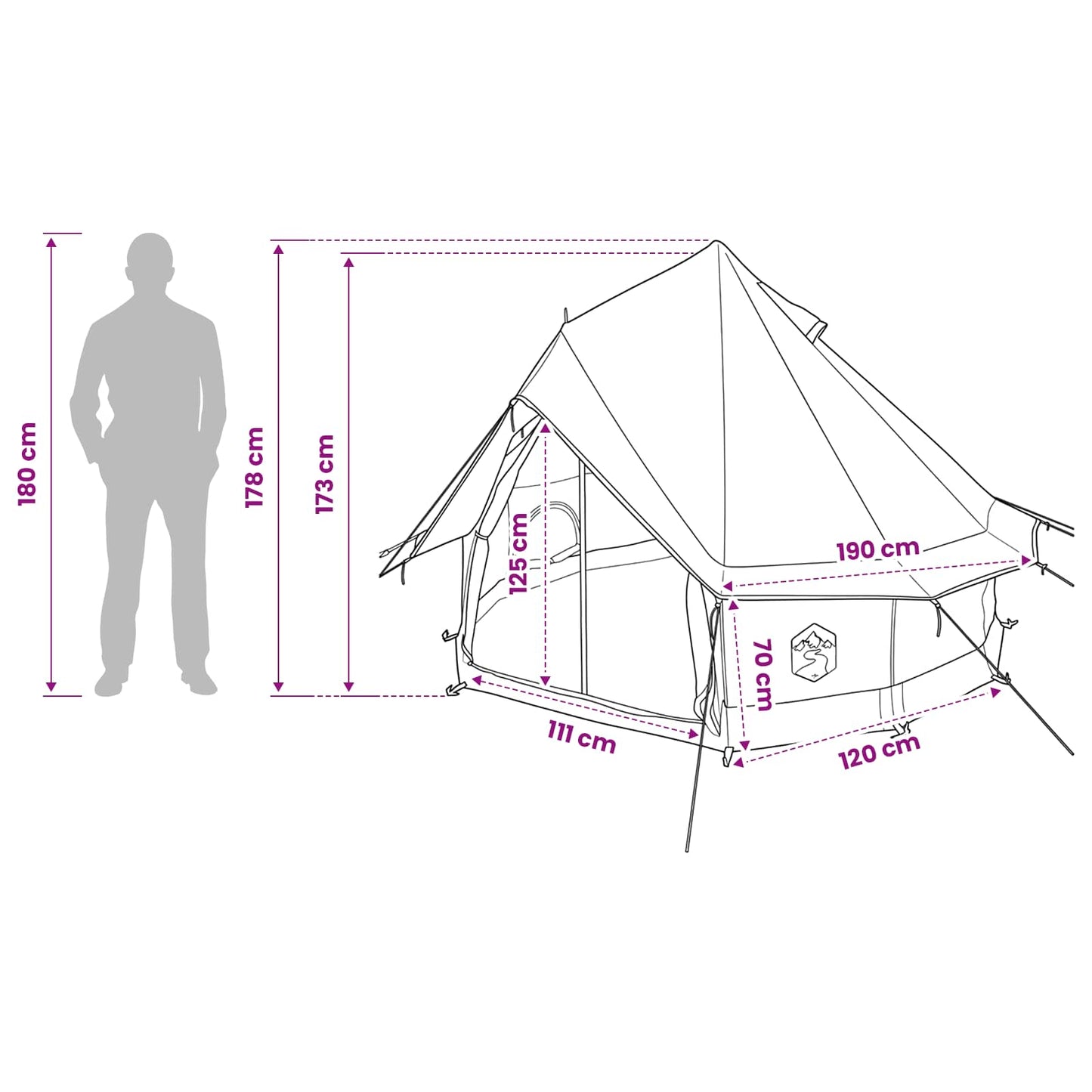 Tipi Zelt Mit Dach Olivegrün 250 X 250 Cm Polyester Und Stahl
