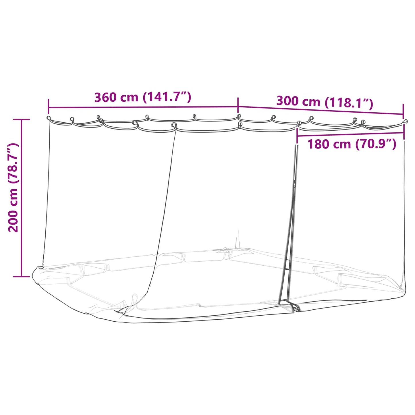 Moskito-Netz Für Pavillon 220 Mesh 3,6 X 3 X 2 Cm