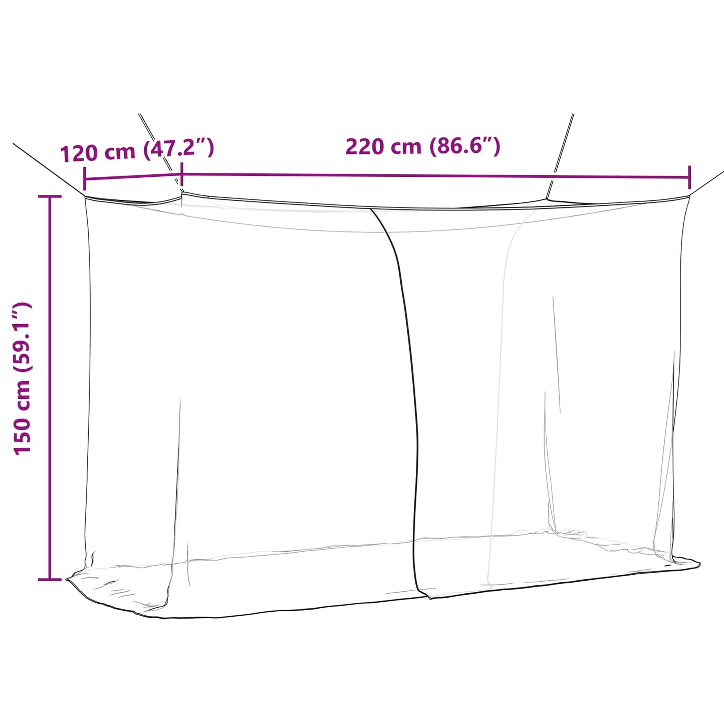 Moskito-Netz Für Bett 156 Maschen 3 Pcs Polyester