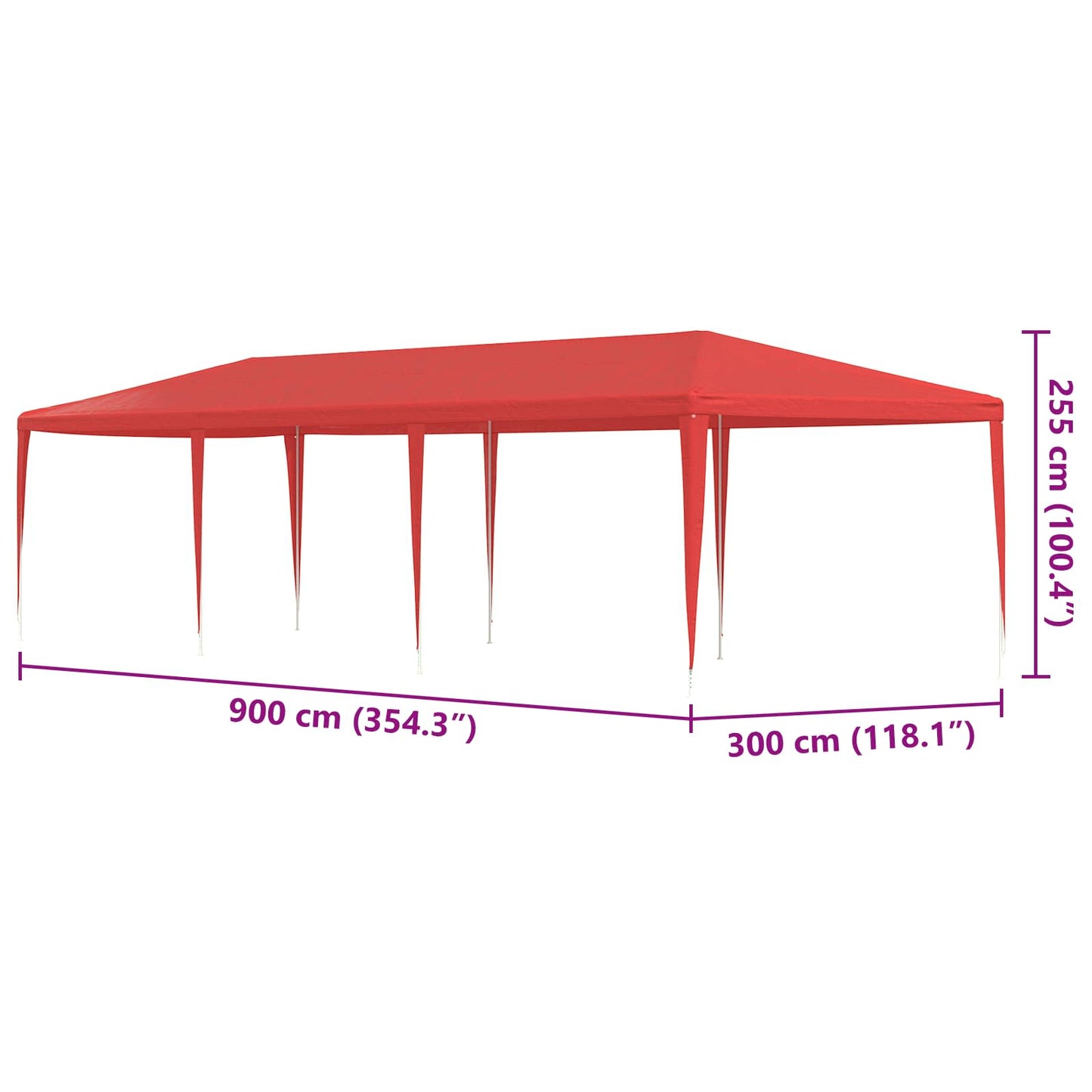 Partyzelt 900 X 300 X 255 Cm Pe Und Stahl