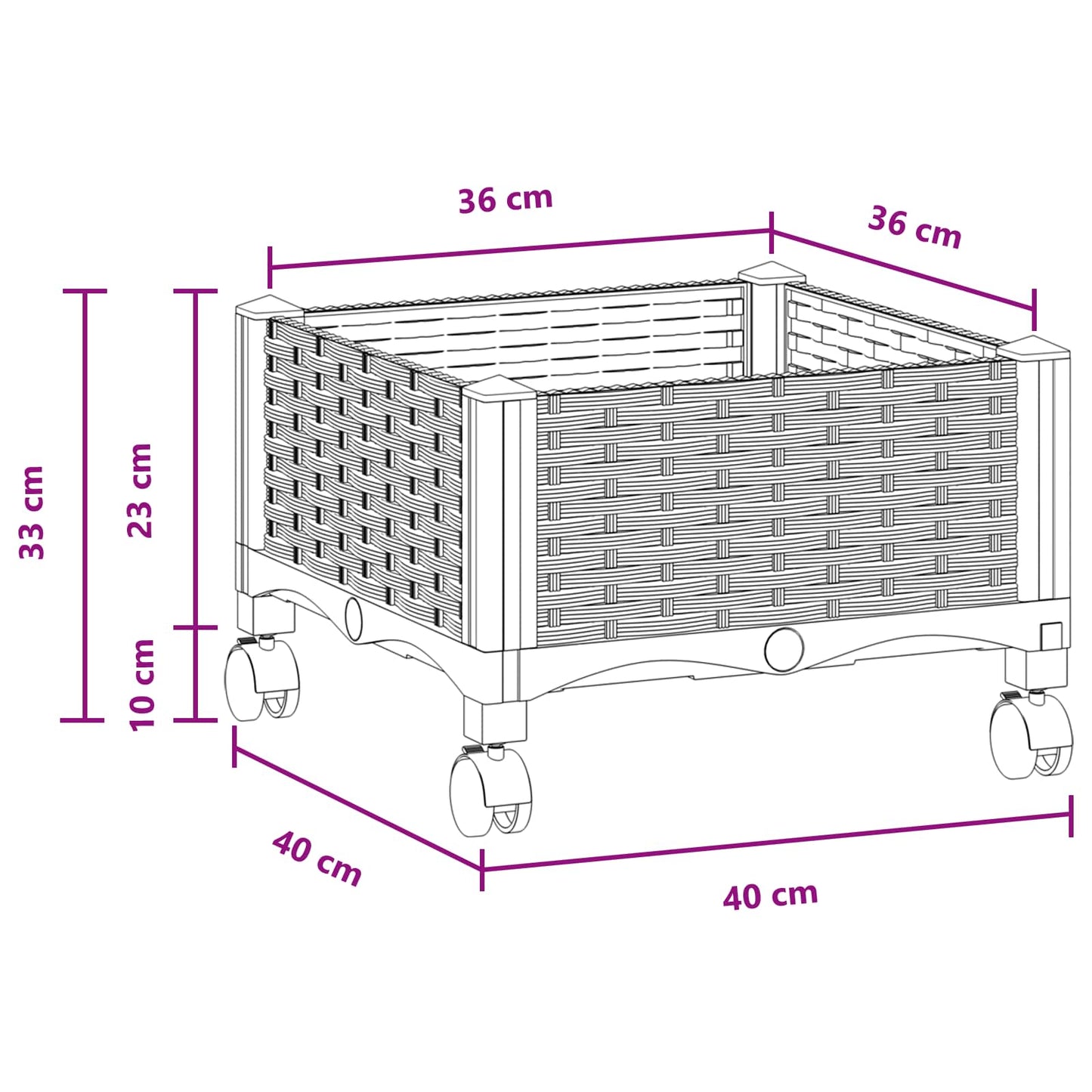 Gartenpflanzer 40 X 40 X 29 Cm Pp Braun